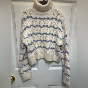Zara White and Blue Knit Sweater 11-12 Yrs 152 cm 5 ft